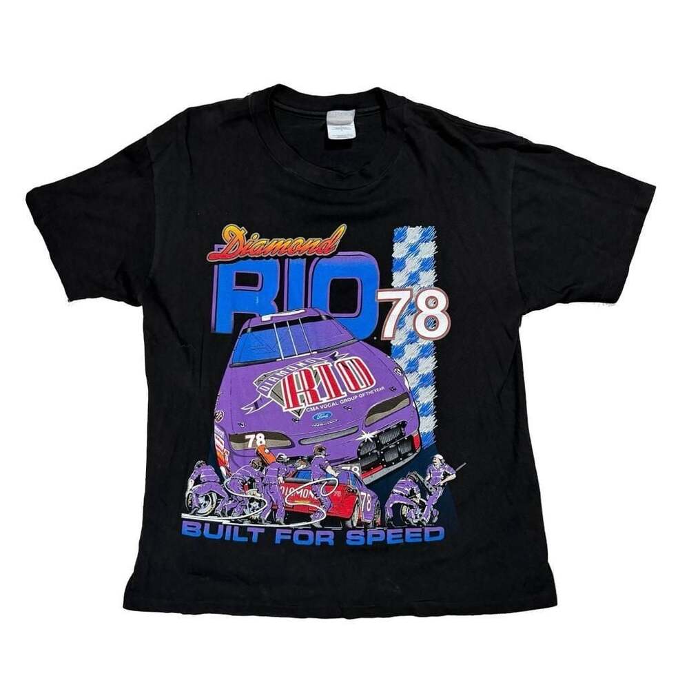 Vintage Diamond Rio Built For Speed NASCAR Pit-Pass Graphic T-Shirt